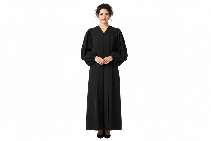 Matte Black Clergy & Choir Robe with Elastic Cuffs