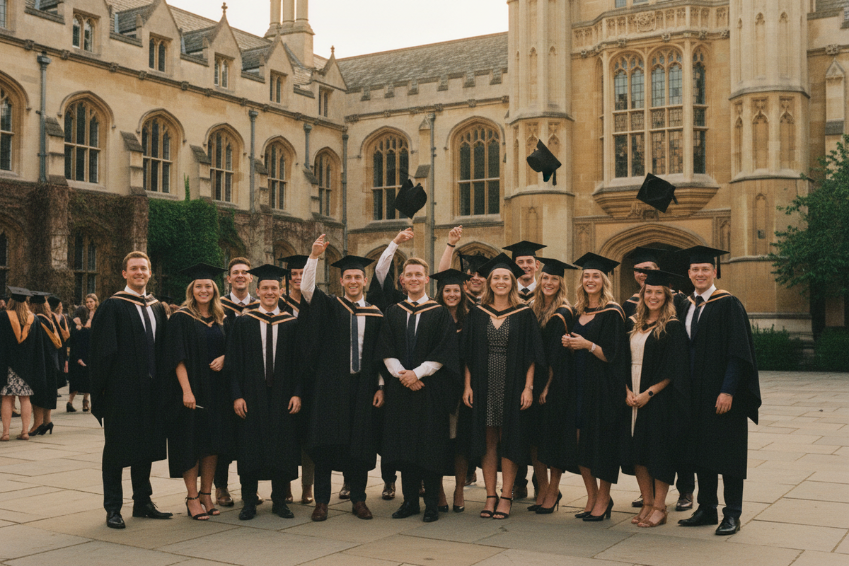 Classic Gathered UK British Bachelor Graduation Gown - University Graduation Ceremony Atmosphere