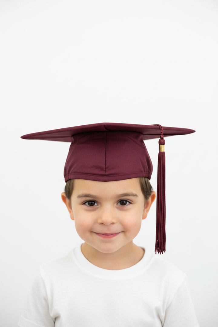 Matte Maroon Kindergarten/Preschool Cap - Model Shot