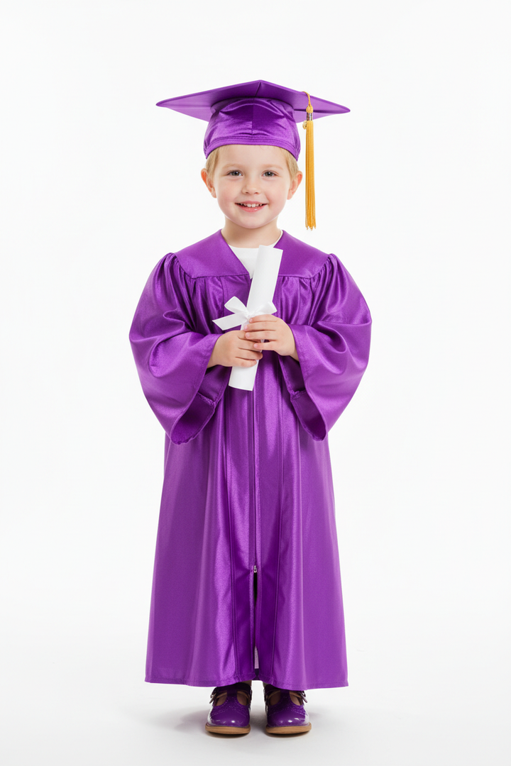 Shiny Purple Kindergarten/Preschool Cap & Gown - Model Shot