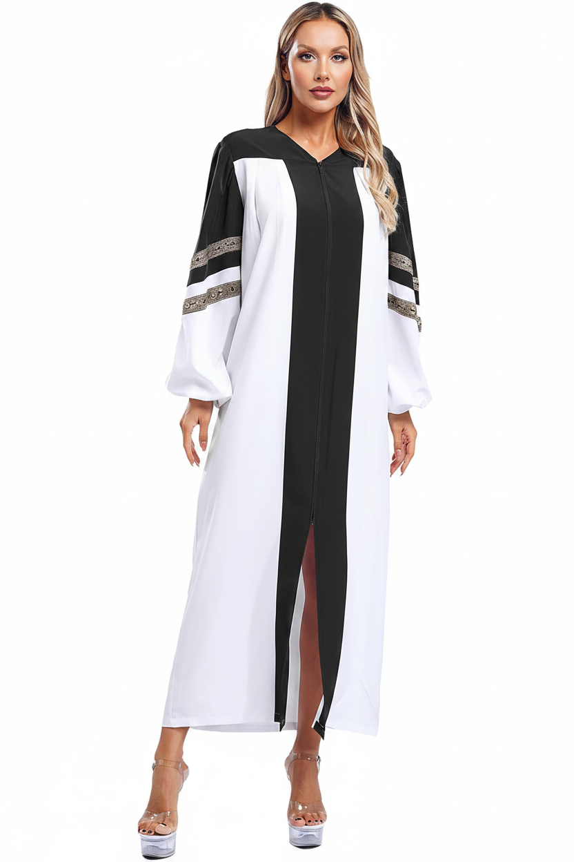 Premium Two-Tone Lantern Sleeve Choir & Clergy Robe - Stage Performance Gown