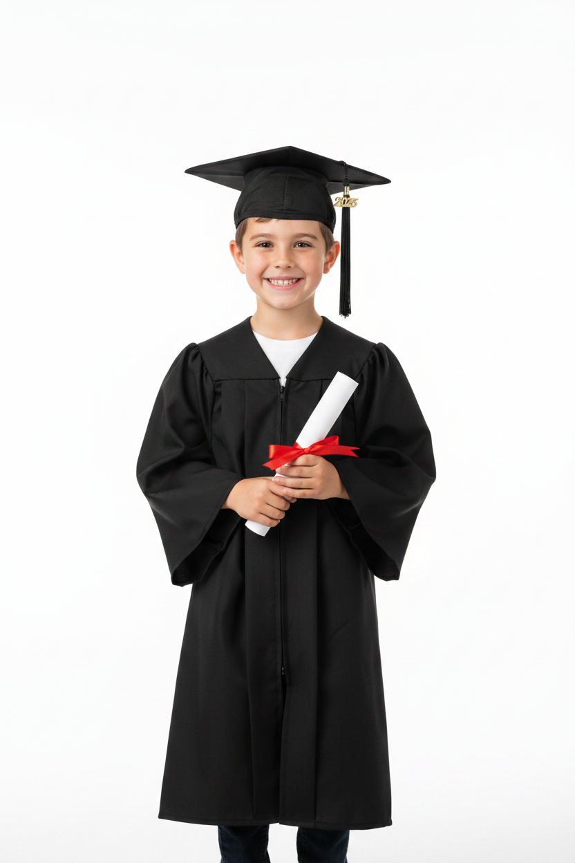 12 Colors Matte Elementary Graduation Cap and Gown - Model Shot