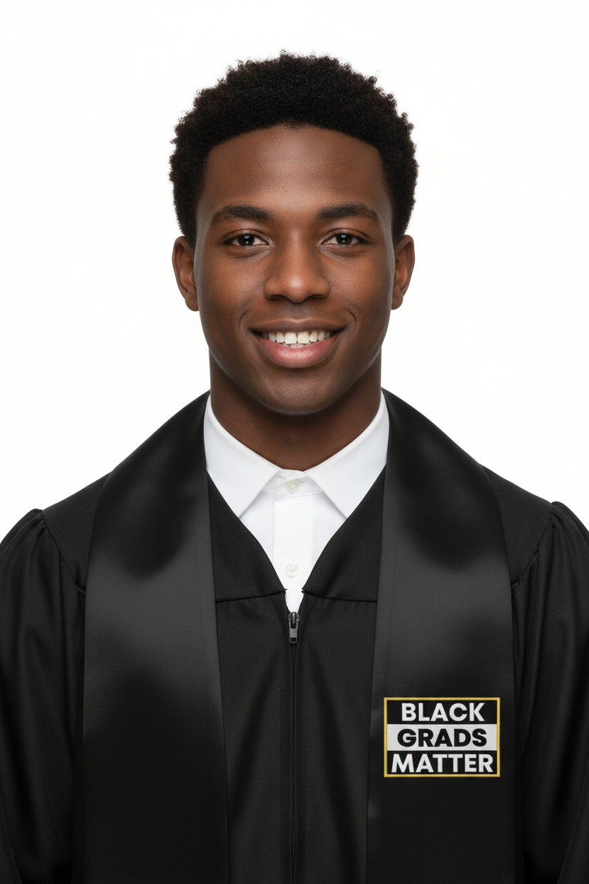 Black BLACK GRADS MATTER Graduation Stole model display