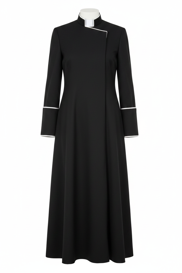 Black Medieval Clergy Cassock Robe - Product Display White Background