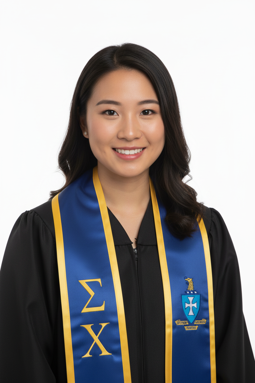 Sigma Chi Trimmed Stole W/ Crest model display