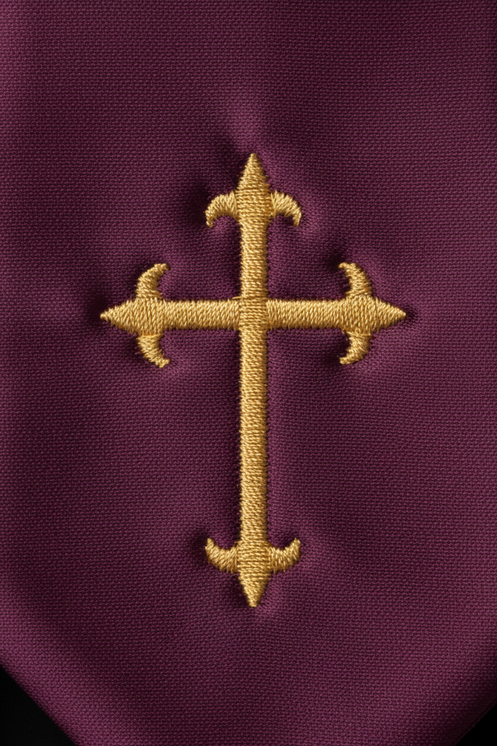 Embroidered Cross Clergy Choir Stole | Wedding & Graduation Honor Stole