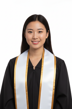 White Pointed Graduation Stole with Antique Gold Trim