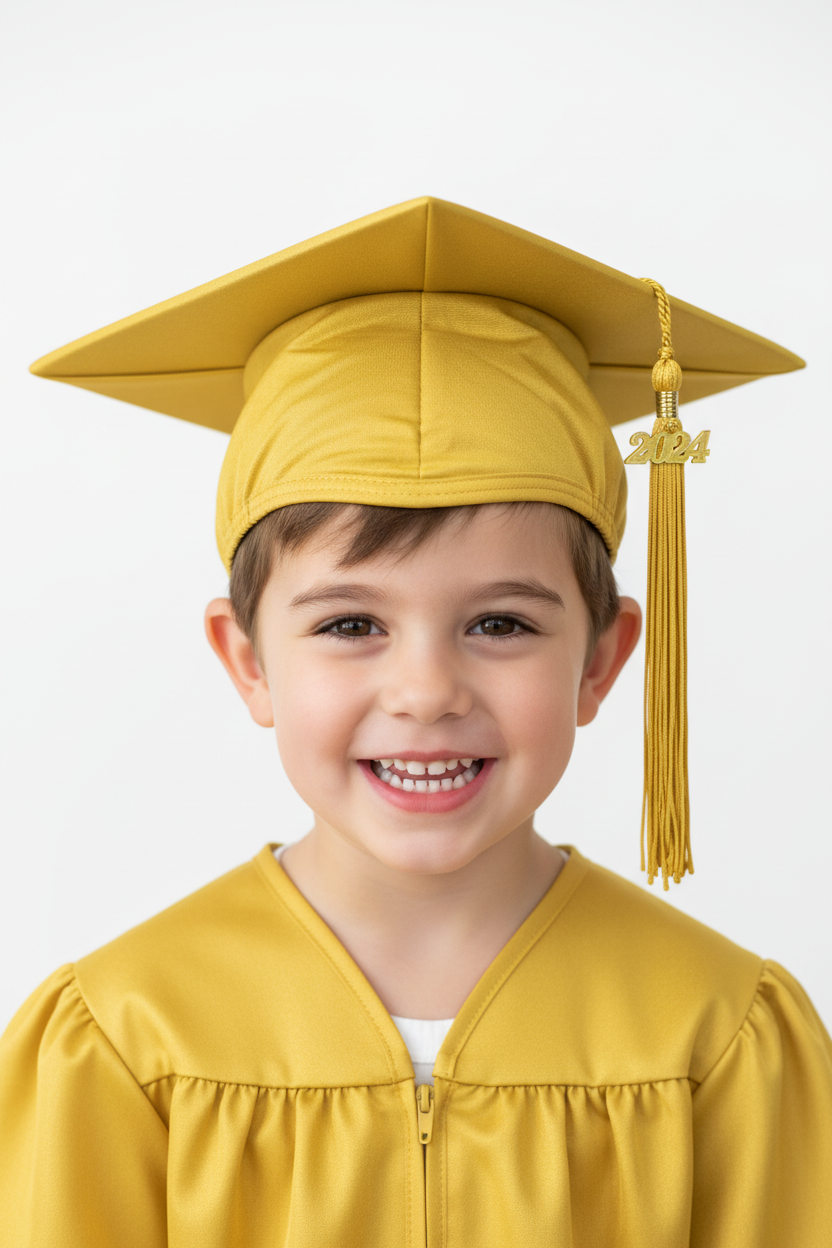 Matte Gold Kindergarten/Preschool Cap & Tassel - Model Shot