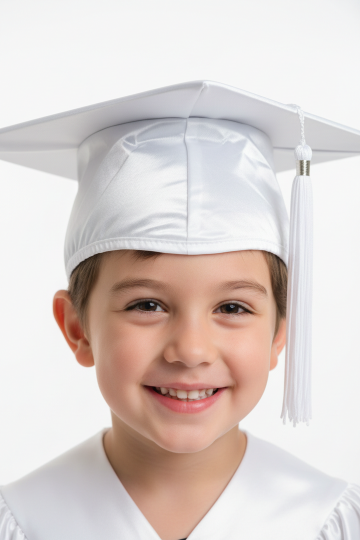 Shiny White Elementary Cap - Model Shot
