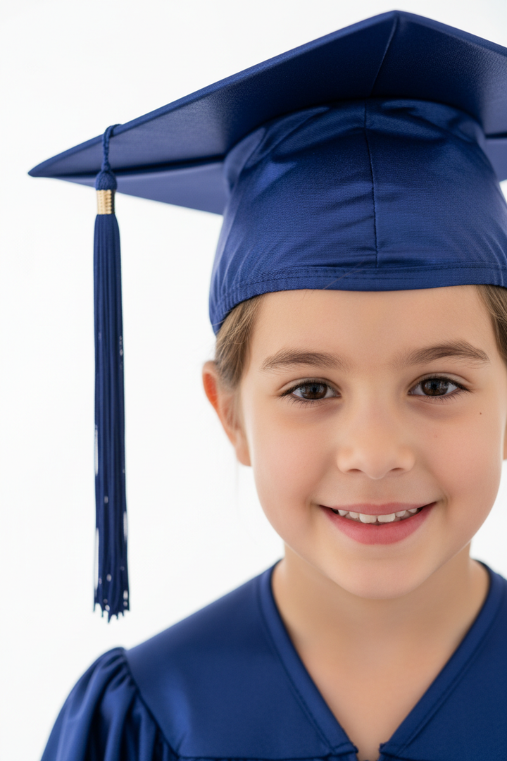 Shiny Navy Blue Elementary Cap - Model Shot