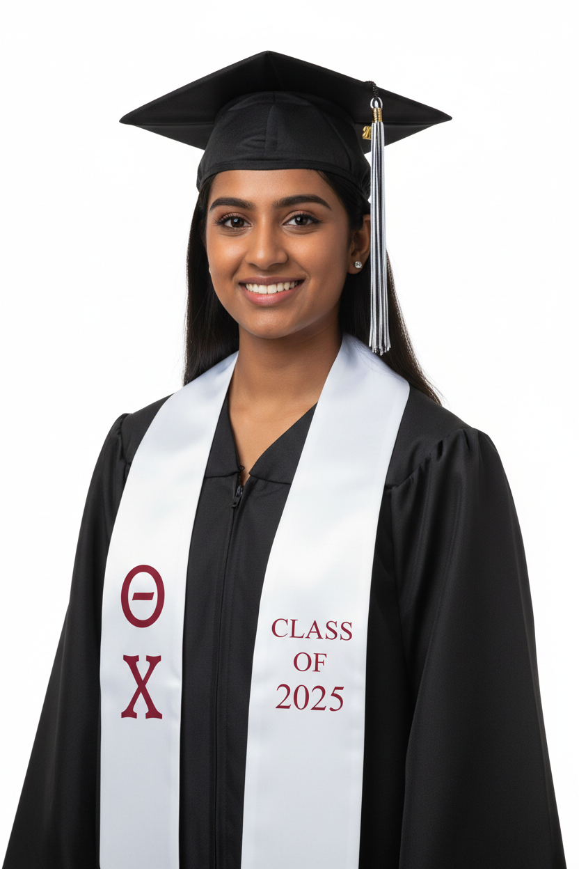 Theta Chi Lettered Stole W/ Year model display