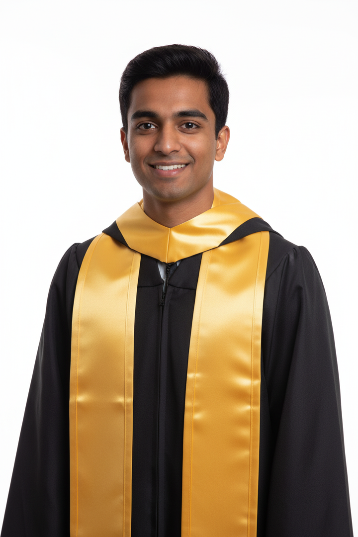 Gold Pointed Graduation Stole with Gold Trim model display