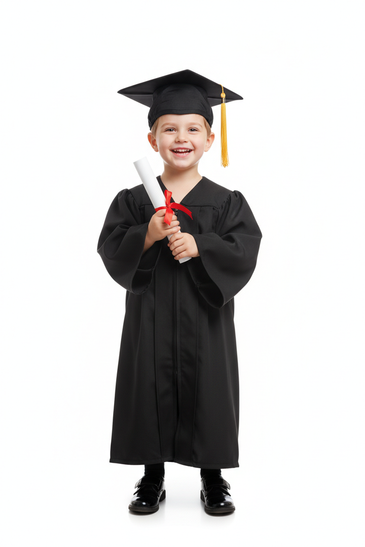 Matte Black Kindergarten/Preschool Cap & Gown - Model Shot