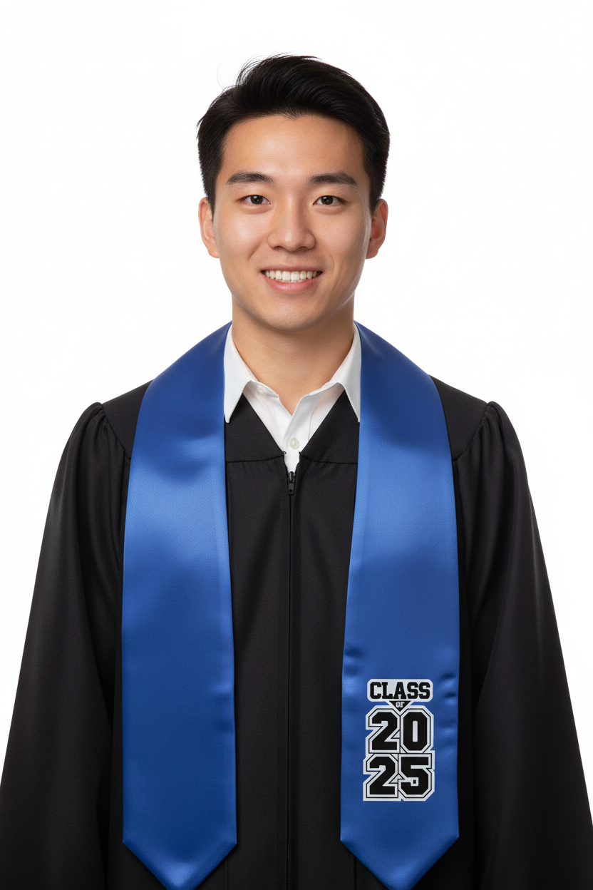 Royal Blue Class of 2025 Graduation Stole model display