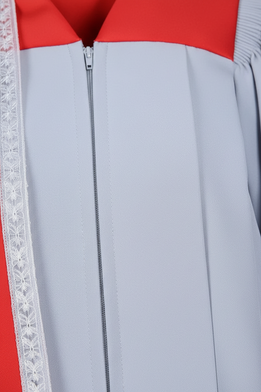 Premium Two-Tone Choir & Clergy Robe - Light Grey & Red