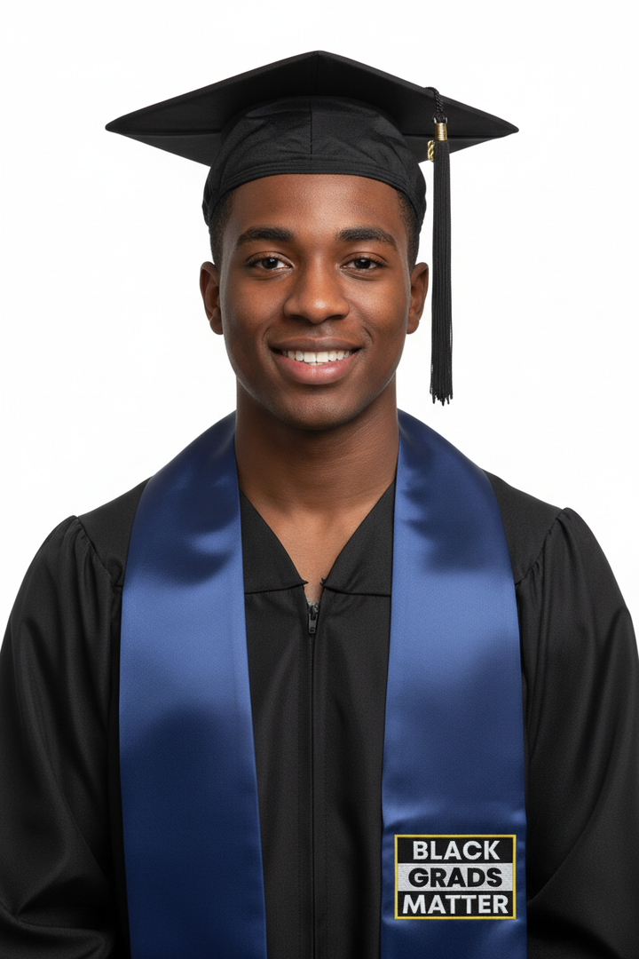 Navy BLACK GRADS MATTER Graduation Stole model display