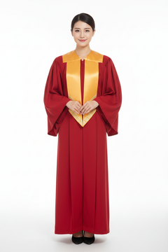 Choir Robe with Gold Satin V-Panel & Collar | Red Blue Maroon Purple | Church Choir COS Festival | M-XXXL | 1000g