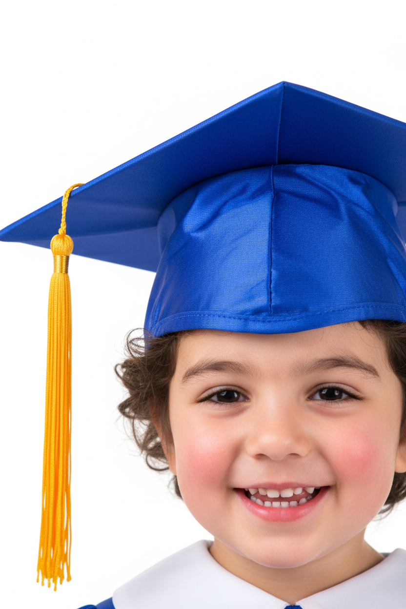 Shiny Royal Blue Kindergarten/Preschool Cap - Model Shot