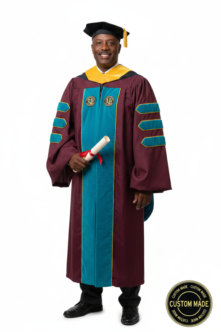 Custom Faculty Regalia Package for San Diego State model display