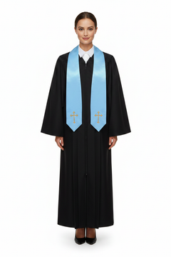 Embroidered Cross Clergy Choir Stole | Wedding & Graduation Honor Stole
