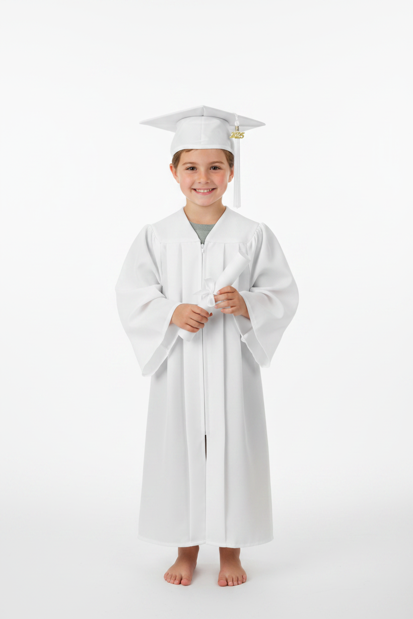Matte White Elementary Gown - Model Shot