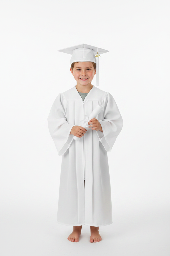 Matte White Elementary Gown - Model Shot