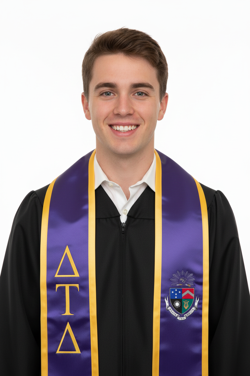 Delta Tau Delta Trimmed Stole W/ Crest model display