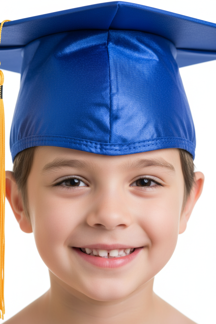 Shiny Royal Blue Elementary Cap & Tassel - Model Shot