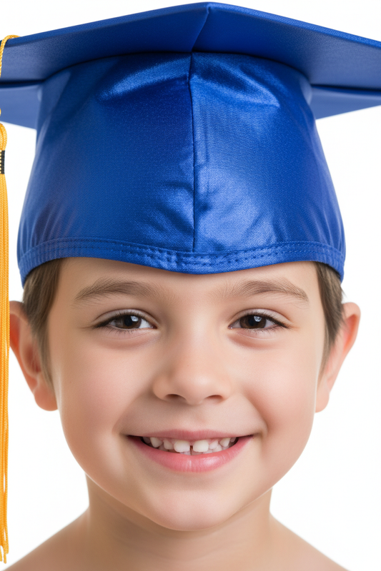 Shiny Royal Blue Elementary Cap & Tassel - Model Shot