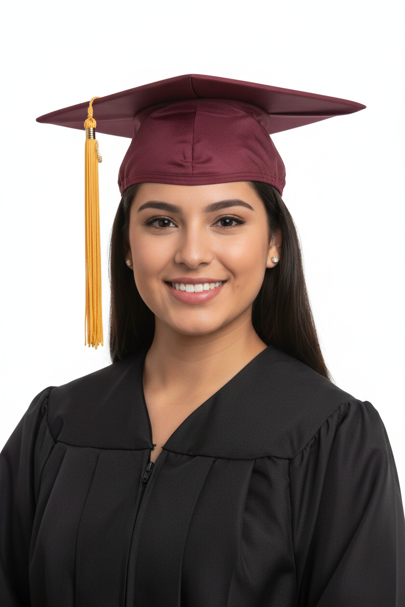 Matte Maroon Bachelors Academic Graduation Cap model display