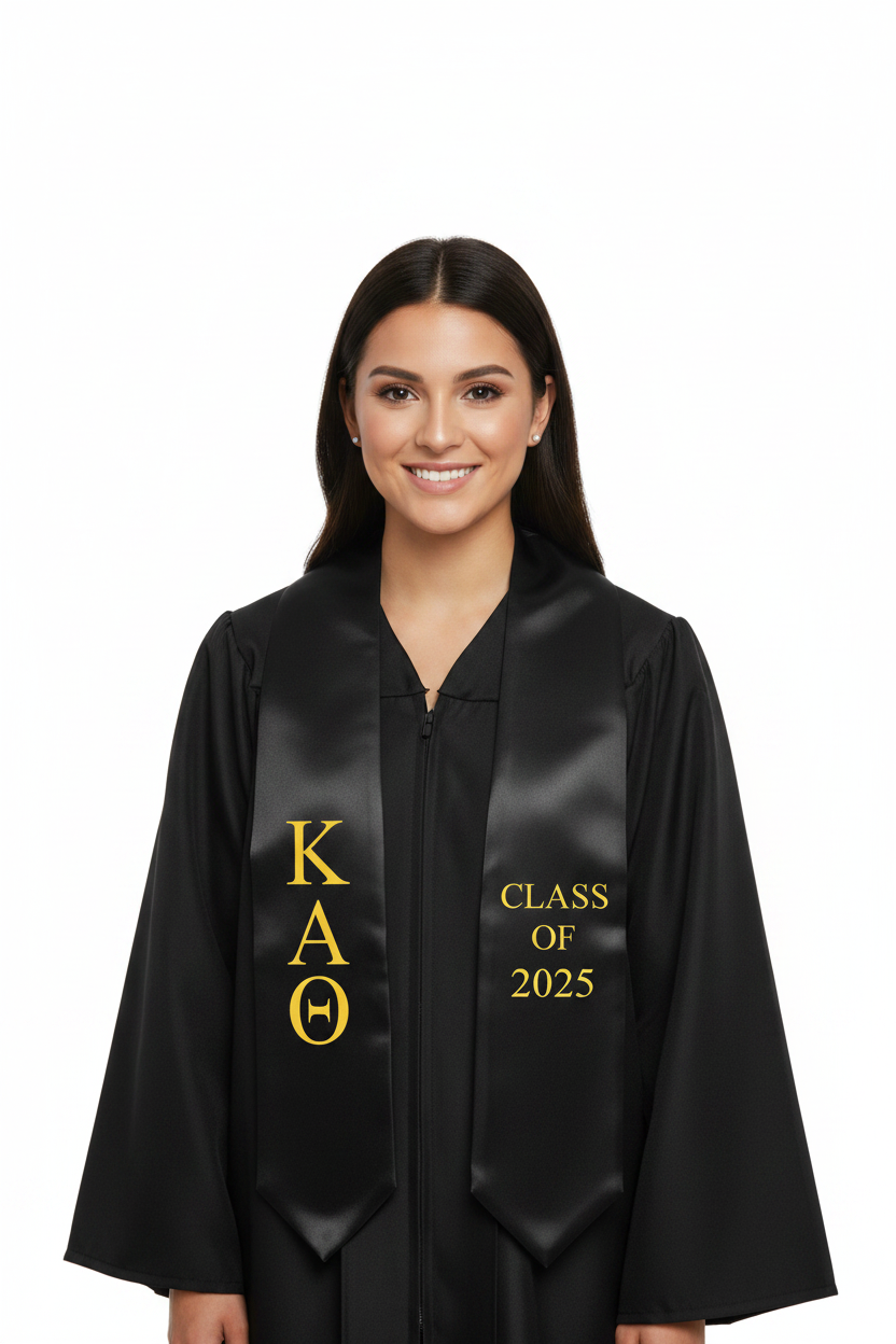 Kappa Alpha Theta Greek Lettered Stole w/ Year model display