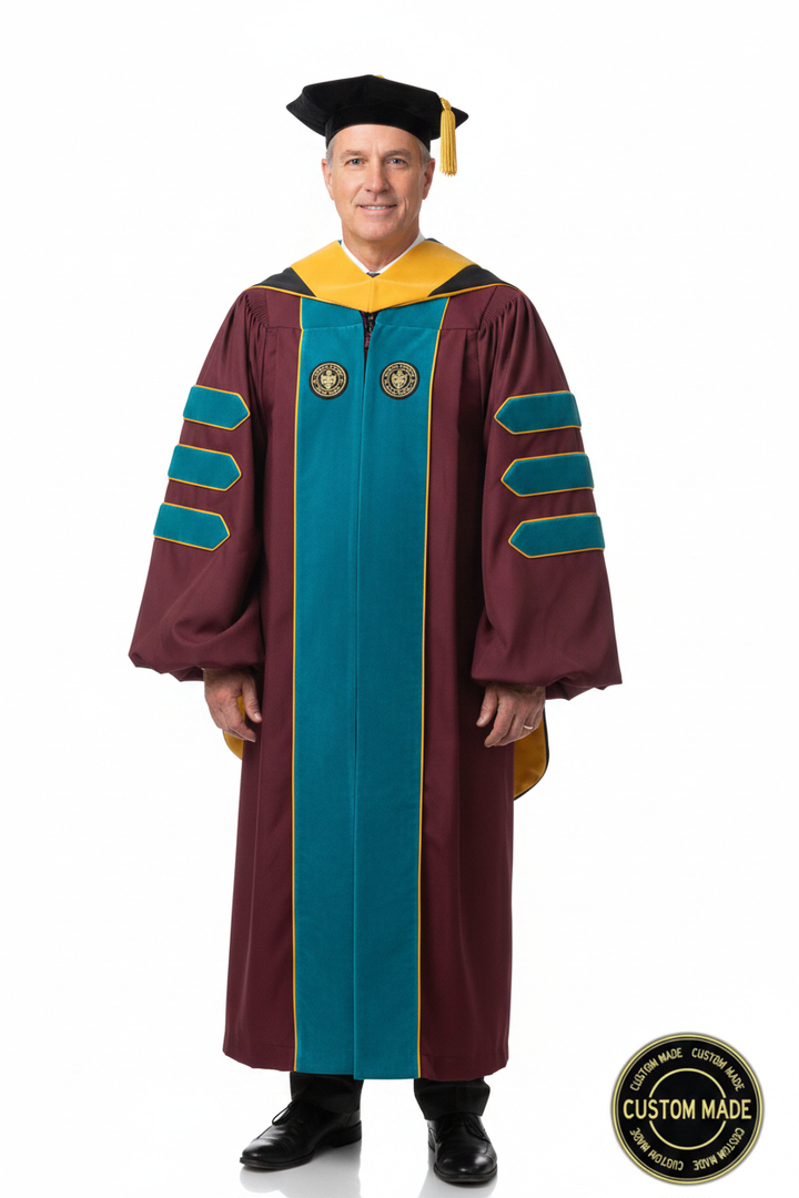 Custom Faculty Regalia Package for Cal State San Marcos model display