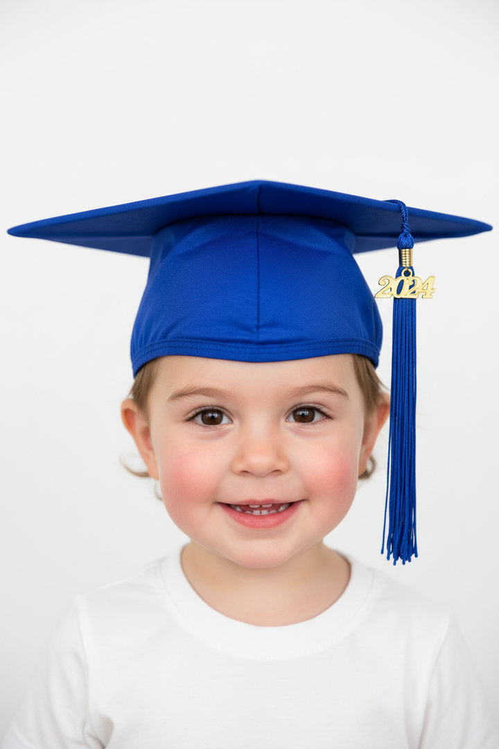 Matte Royal Blue Kindergarten/Preschool Cap & Tassel - Model Shot