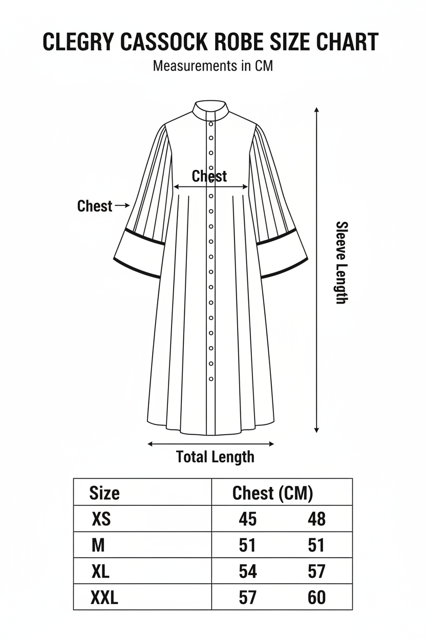 Medieval Clergy Cassock Robe - Size Chart