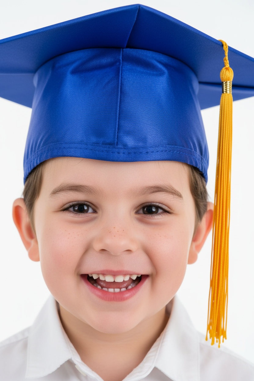 Shiny Royal Blue Kindergarten/Preschool Cap & Tassel - Model Shot