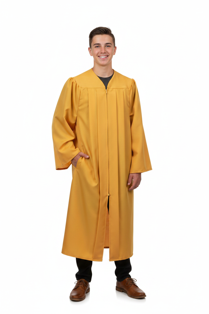 Matte Gold Junior High/Middle School Gown - Model Display