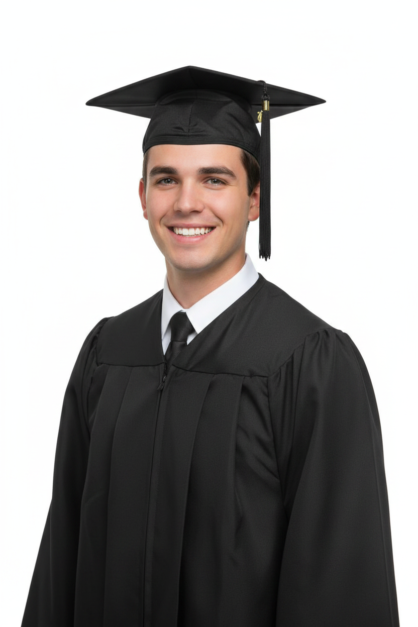 Matte Black High School Cap - Model Display