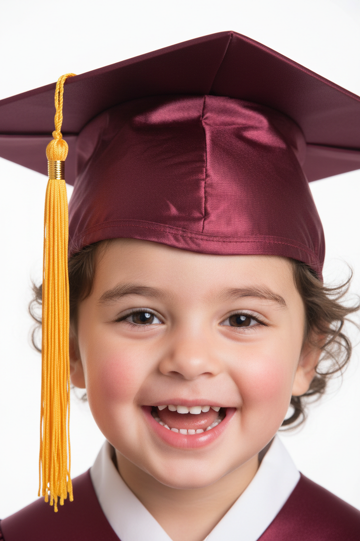Shiny Maroon Kindergarten/Preschool Cap & Tassel - Model Shot