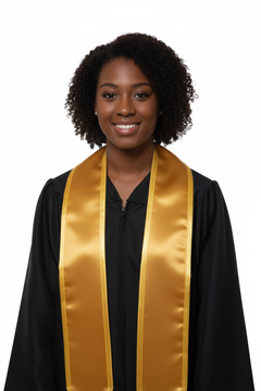 Antique Gold Pointed Graduation Stole with Gold Trim