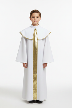 Children's Choir Robe with Gold Center Stripe & Cape Collar | Church Choir Gown | 5 Colors | Size 120-XXXL