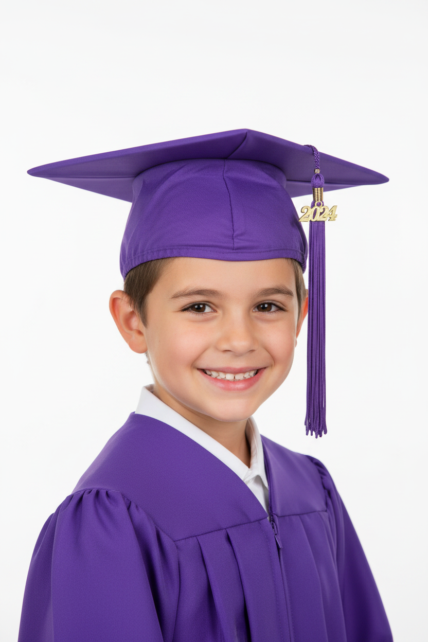 Matte Purple Elementary Cap & Tassel - Model Shot
