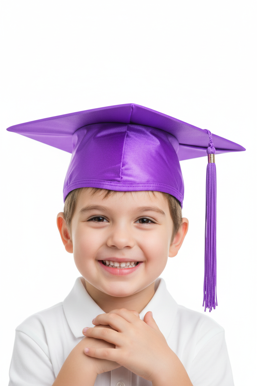 Shiny Purple Elementary Cap & Tassel - Model Shot