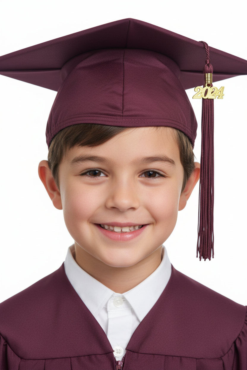 Matte Maroon Elementary Cap & Tassel - Model Shot