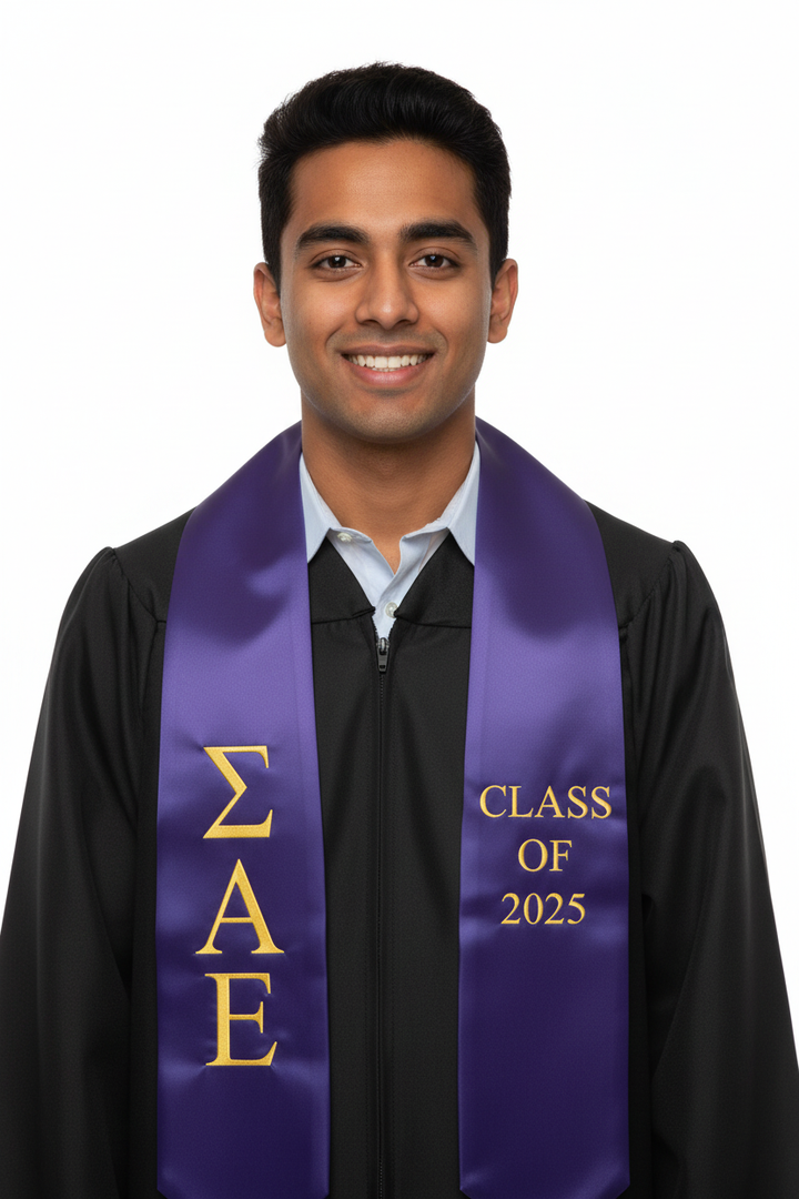 Sigma Alpha Epsilon Lettered Stole W/ Year model display