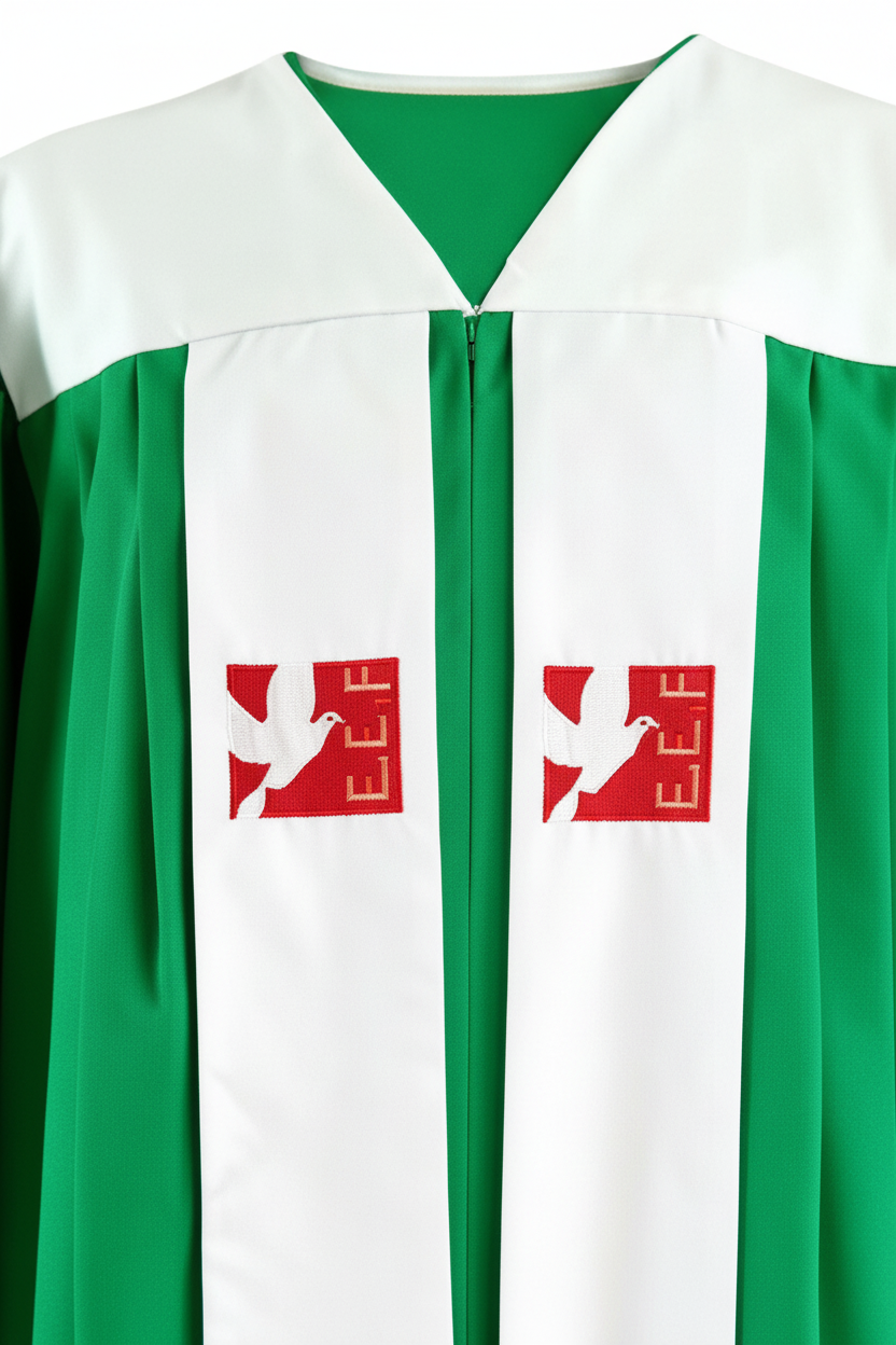 Premium Choir & Clergy Robe - Emerald Green with Embroidered Stole