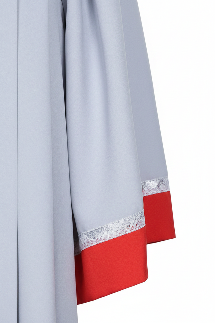 Premium Two-Tone Choir & Clergy Robe - Light Grey & Red