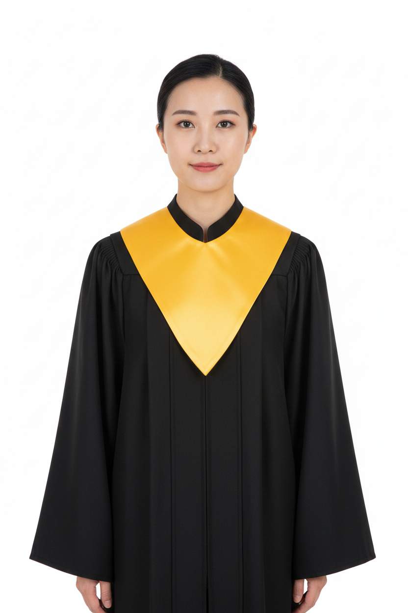 Model wearing Royal Blue Choir Stole with Cross