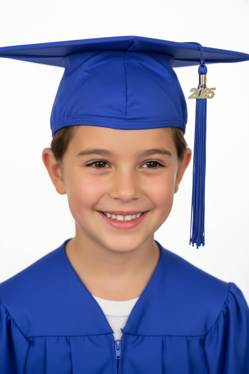 Matte Royal Blue Elementary Cap & Tassel - Model Shot