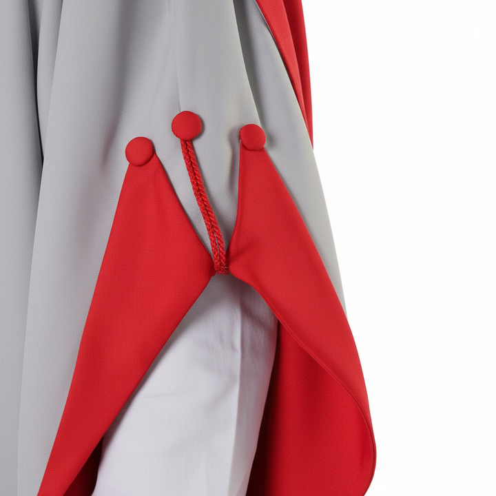 UK Doctorate Gown - Red Satin Pointed Sleeve Cuff Detail