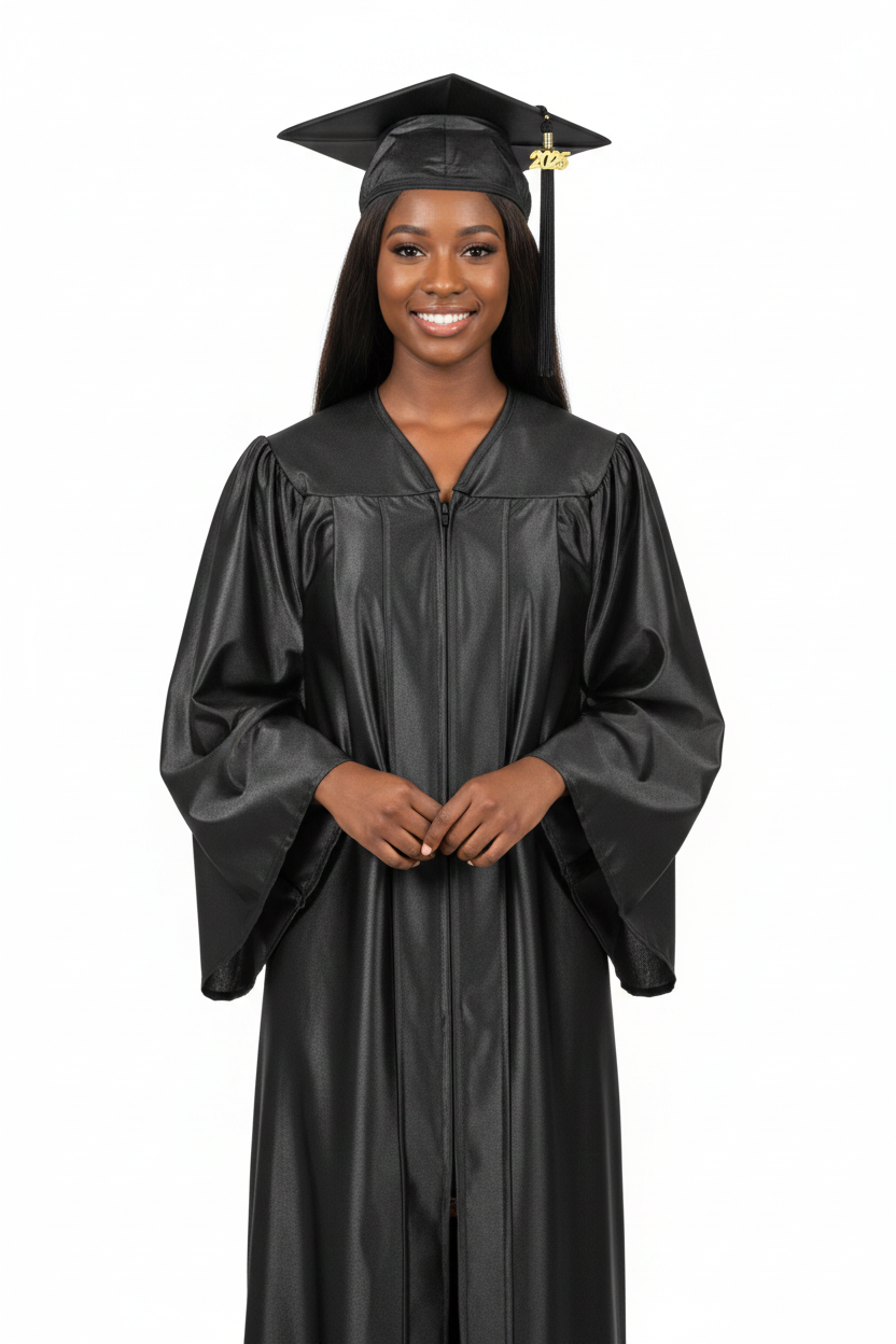 Shiny Black Bachelors Cap & Gown model display